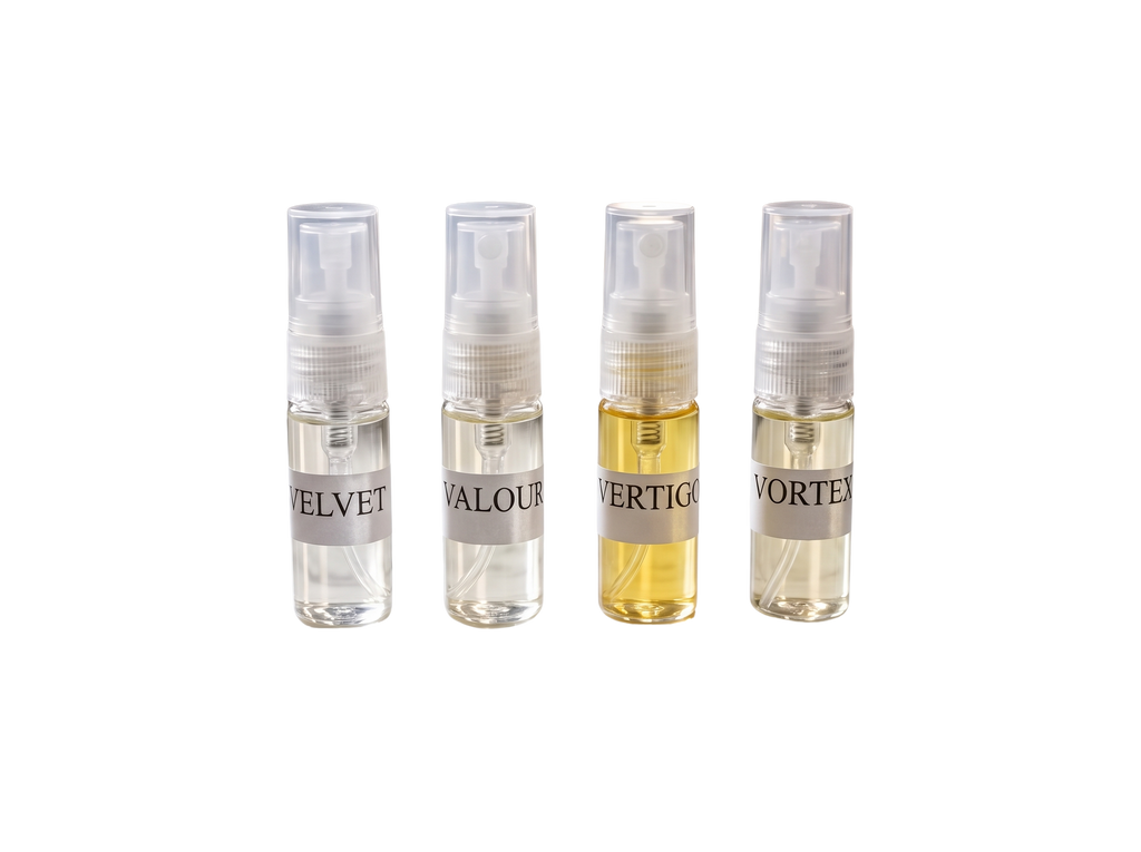 WESAAL fragrance samples close-up, 3ml spray vials