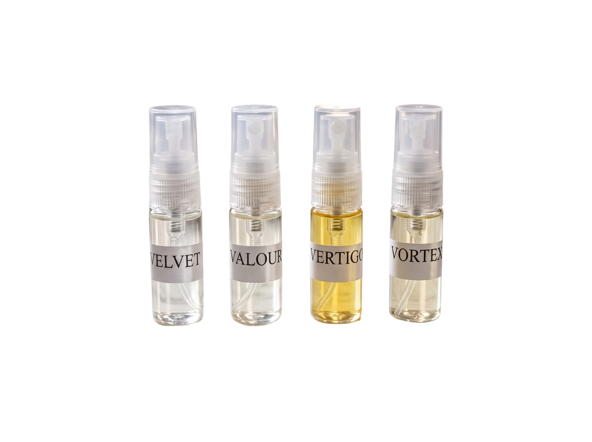 WESAAL fragrance samples close-up, 3ml spray vials