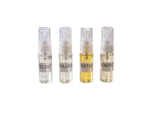 WESAAL fragrance samples close-up, 3ml spray vials